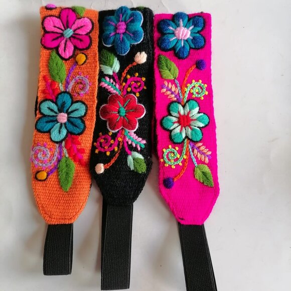 Set of 3 Headbands for Women Hand Embroidered Peruvian Crafts - Picture 1 of 9